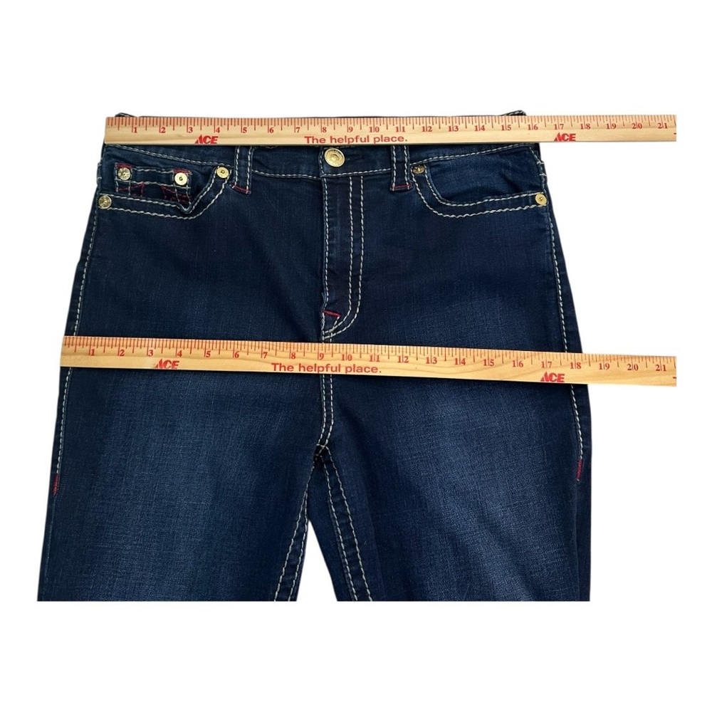 True Religion Halle High Rise Super Skinny Jeans Dark Wash Red Stitching W34 - Picture 11 of 16